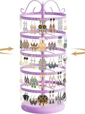 Rotating Earring Holder Organizer Stand, 5 Tier Metal Tree Display for Women Ven